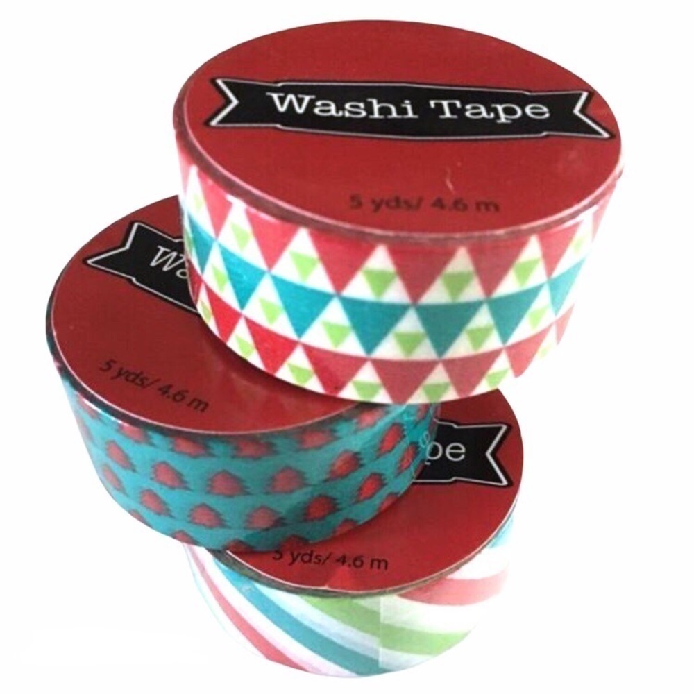Christmas Washi Tape Set Trees Stripe Triangles Holiday Planner Accessories